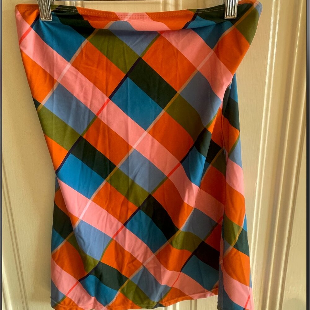 Strapless checker skater dress